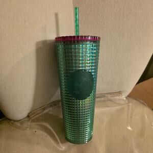Starbucks Spring 2023 Watermelon Grid Green Pink Lid Venti Cold Cup Tumbler